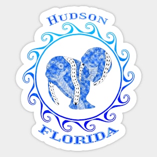 Hudson Florida Vacation Tribal Manatees Sticker